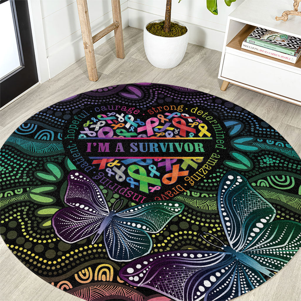 Australia Cancer Survivor Round Carpet I’m A Survivor Ribbon Heart