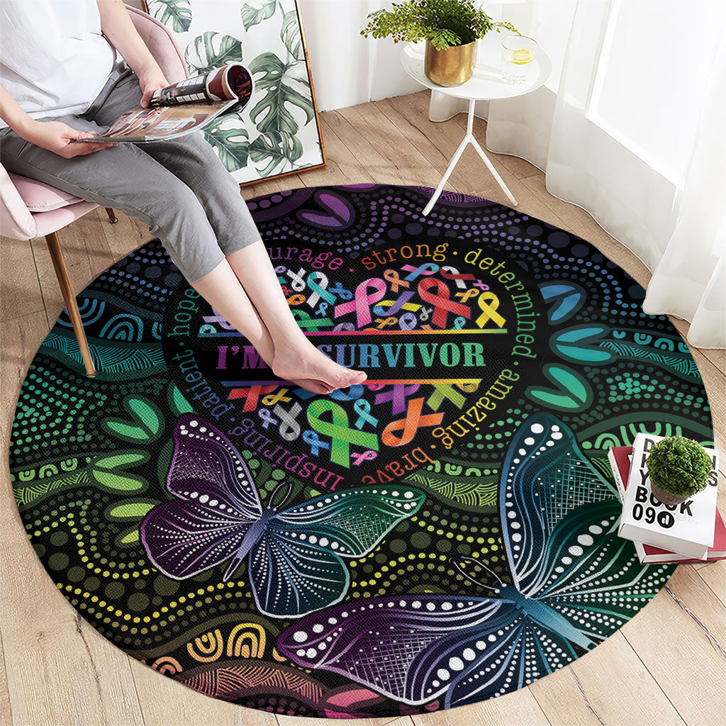 Australia Cancer Survivor Round Carpet I’m A Survivor Ribbon Heart