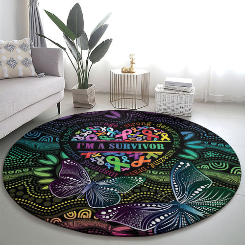Australia Cancer Survivor Round Carpet I’m A Survivor Ribbon Heart