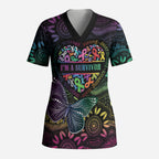 Australia Cancer Survivor Personalised Scrub Top I’m A Survivor Ribbon Heart
