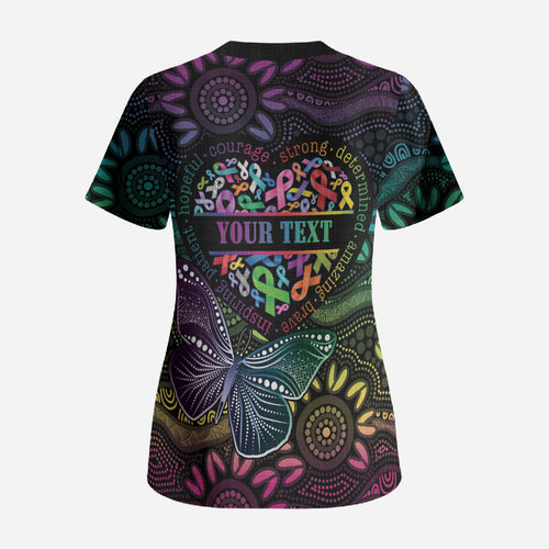 Australia Cancer Survivor Personalised Scrub Top I’m A Survivor Ribbon Heart