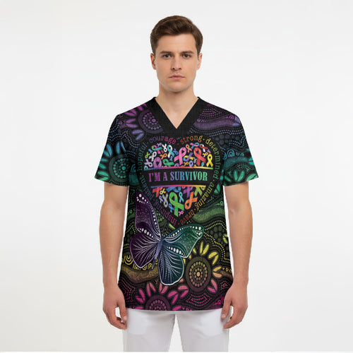 Australia Cancer Survivor Personalised Scrub Top I’m A Survivor Ribbon Heart