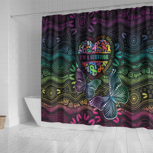 Australia Cancer Survivor Shower Curtain I’m A Survivor Ribbon Heart