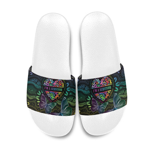 Australia Cancer Survivor Slide Sandals I’m A Survivor Ribbon Heart