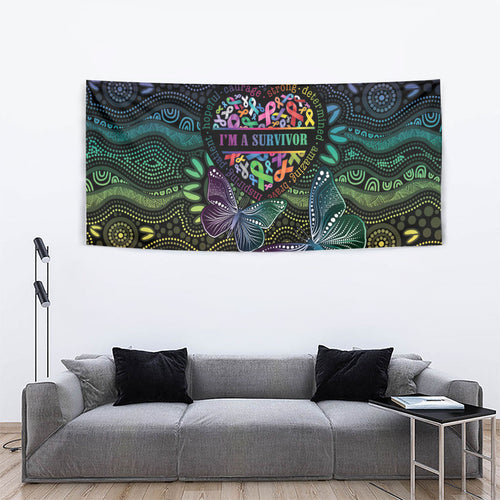 Australia Cancer Survivor Tapestry I’m A Survivor Ribbon Heart
