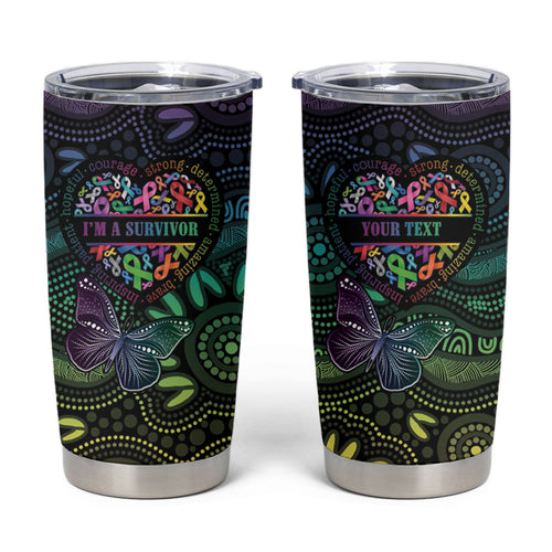 Australia Cancer Survivor Personalised Tumbler Cup I’m A Survivor Ribbon Heart