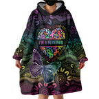 Australia Cancer Survivor Personalised Wearable Blanket Hoodie I’m A Survivor Ribbon Heart