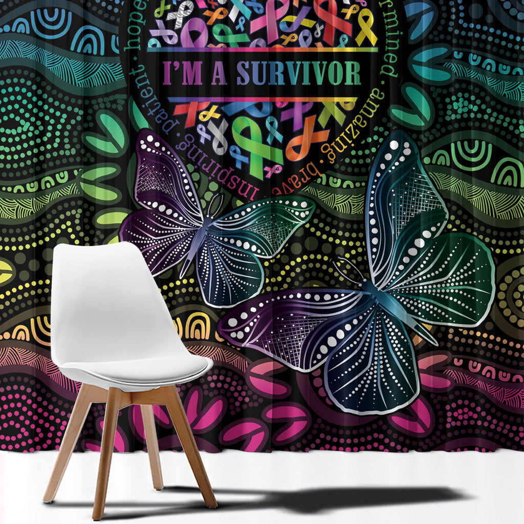 Australia Cancer Survivor Window Curtain I’m A Survivor Ribbon Heart