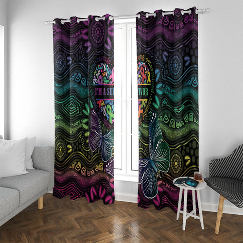 Australia Cancer Survivor Window Curtain I’m A Survivor Ribbon Heart
