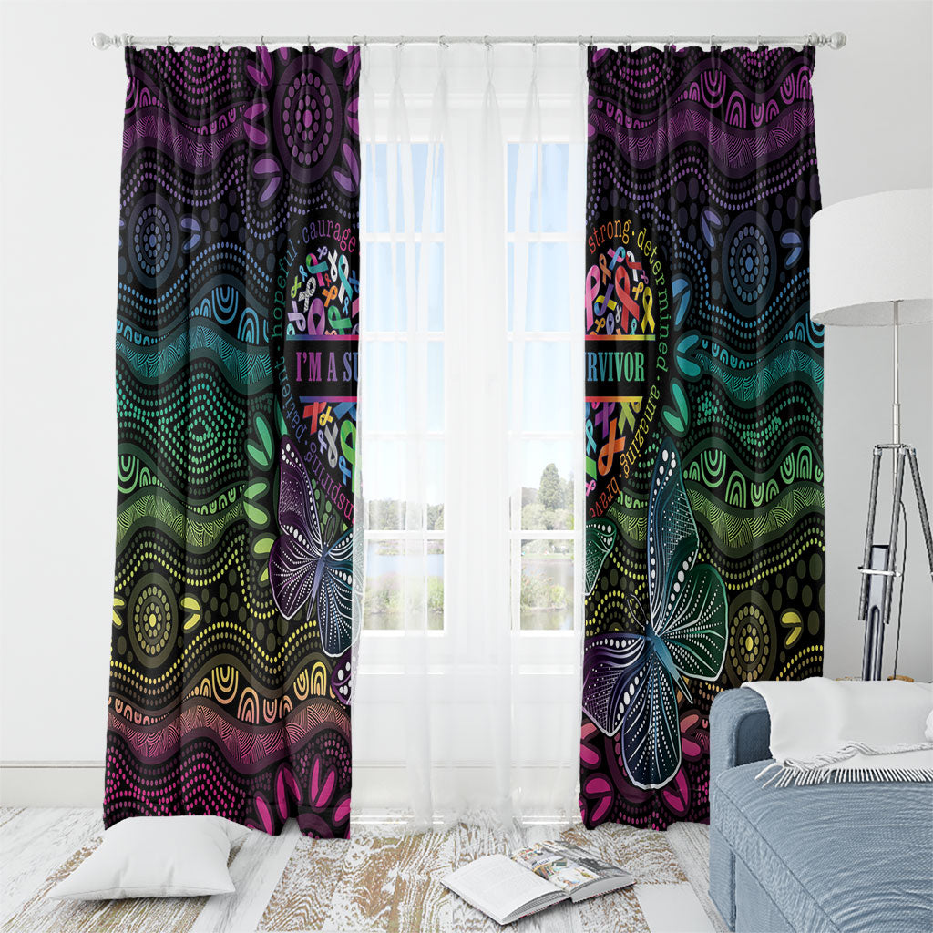 Australia Cancer Survivor Window Curtain I’m A Survivor Ribbon Heart