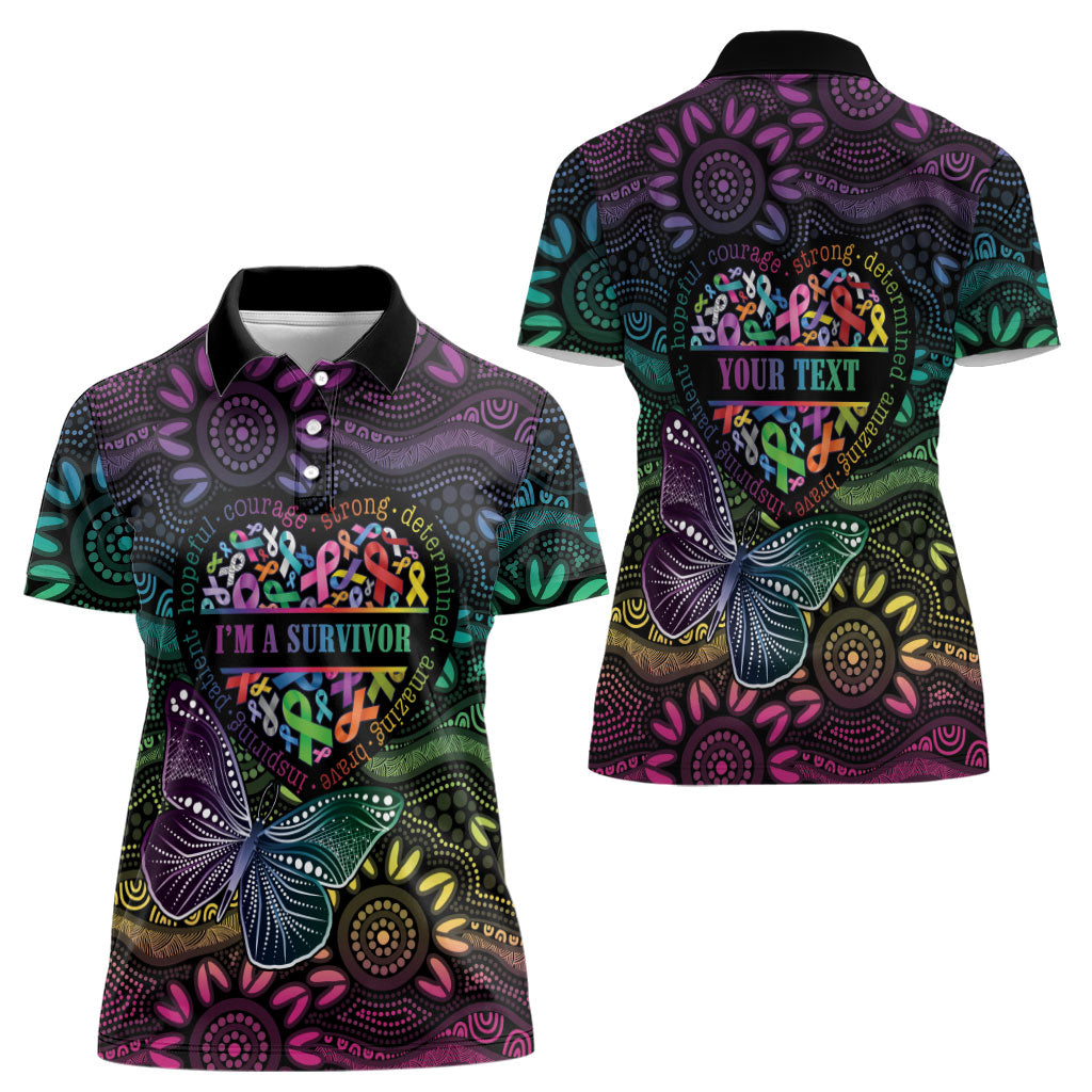 Australia Cancer Survivor Personalised Women Polo Shirt I’m A Survivor Ribbon Heart