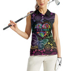 Australia Cancer Survivor Personalised Women Sleeveless Polo Shirt I’m A Survivor Ribbon Heart