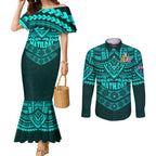 matildas-soccer-couples-matching-mermaid-dress-and-long-sleeve-button-shirts-polynesian-and-aboriginal-turquoise-vibe