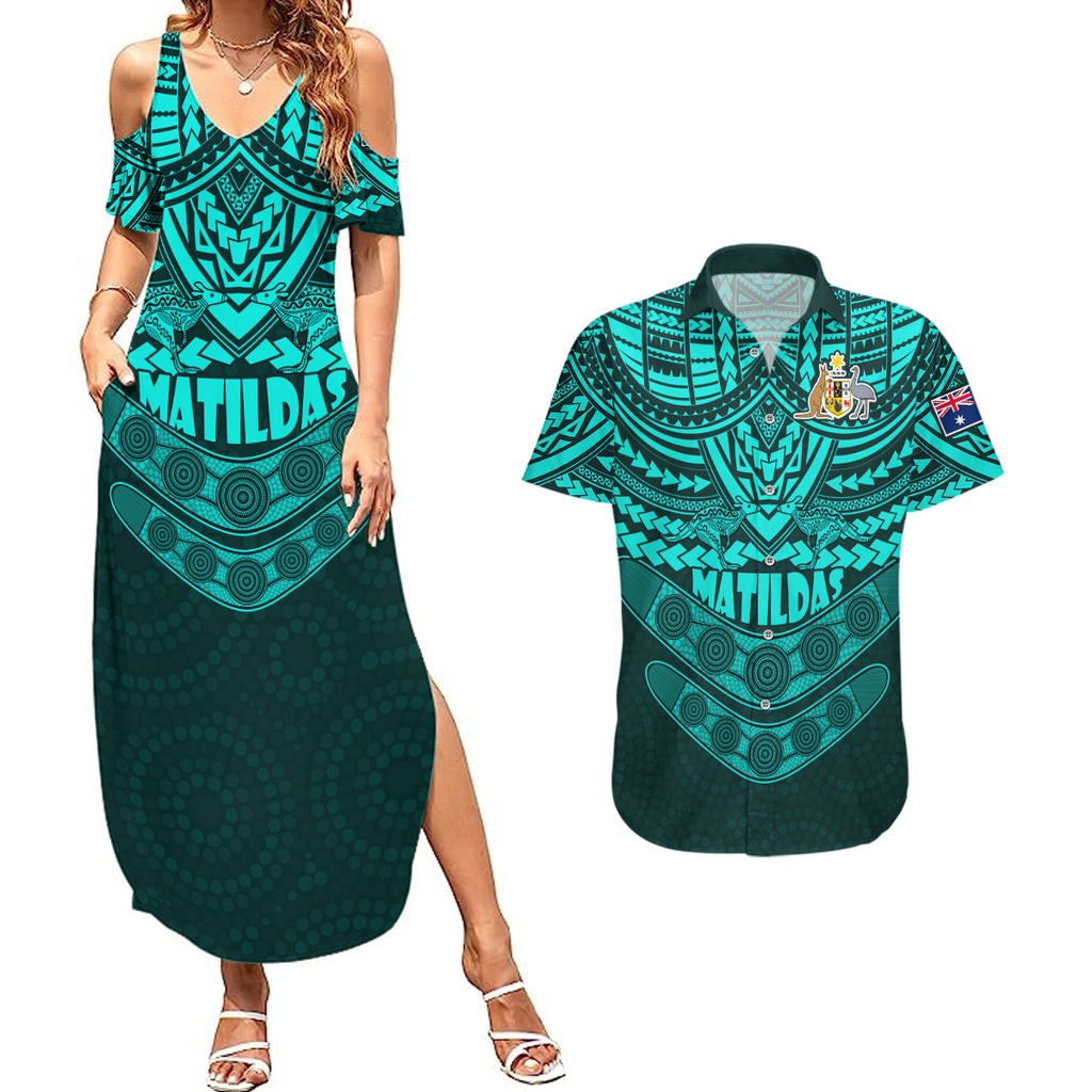 matildas-soccer-couples-matching-summer-maxi-dress-and-hawaiian-shirt-polynesian-and-aboriginal-turquoise-vibe