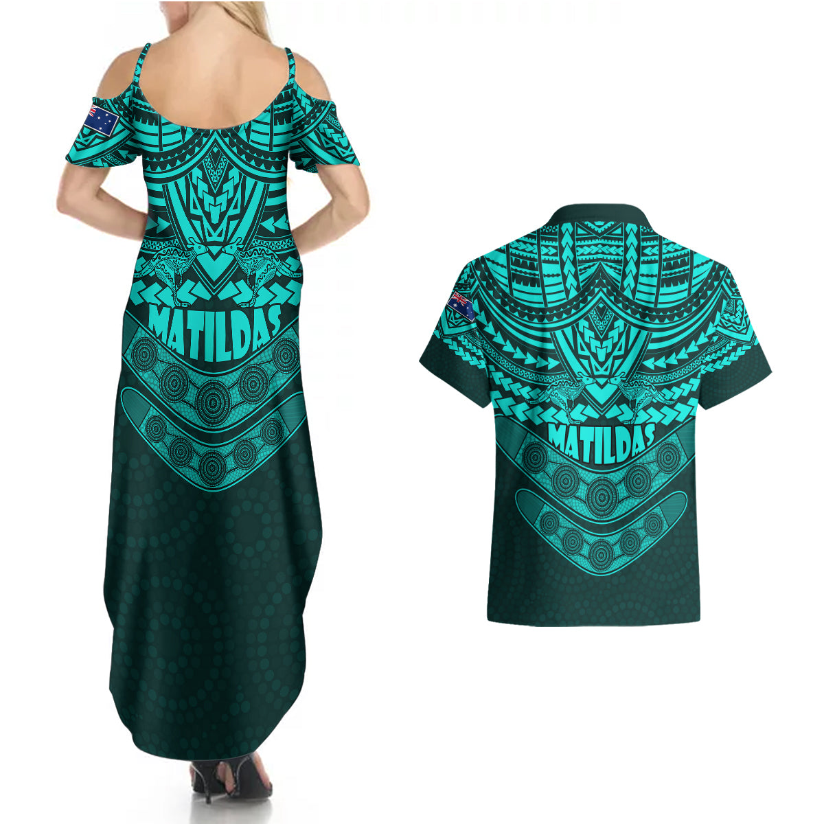 matildas-soccer-couples-matching-summer-maxi-dress-and-hawaiian-shirt-polynesian-and-aboriginal-turquoise-vibe