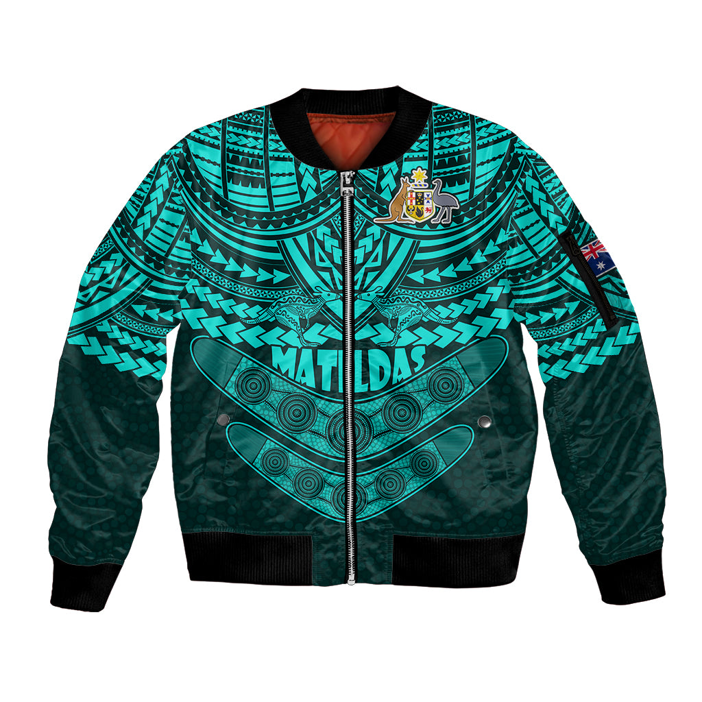 matildas-soccer-sleeve-zip-bomber-jacket-polynesian-and-aboriginal-turquoise-vibe