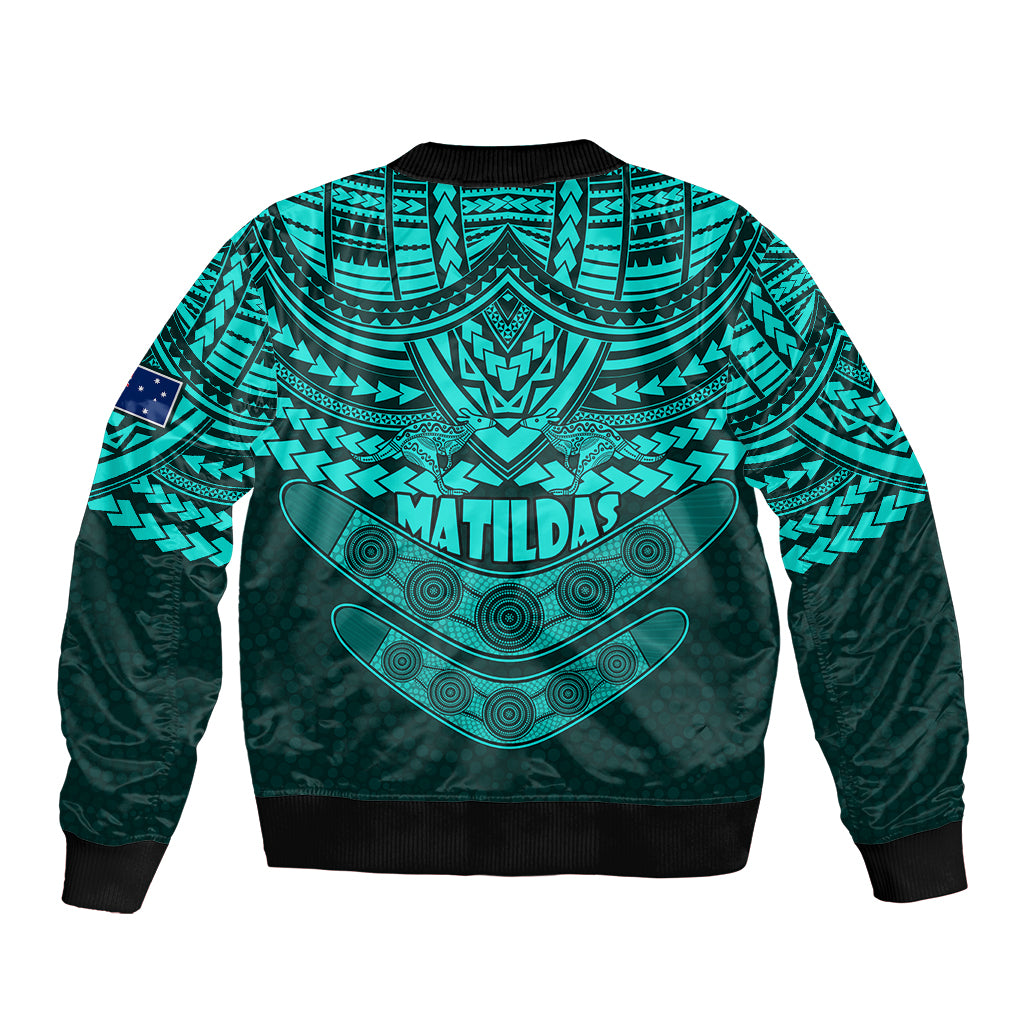 matildas-soccer-sleeve-zip-bomber-jacket-polynesian-and-aboriginal-turquoise-vibe