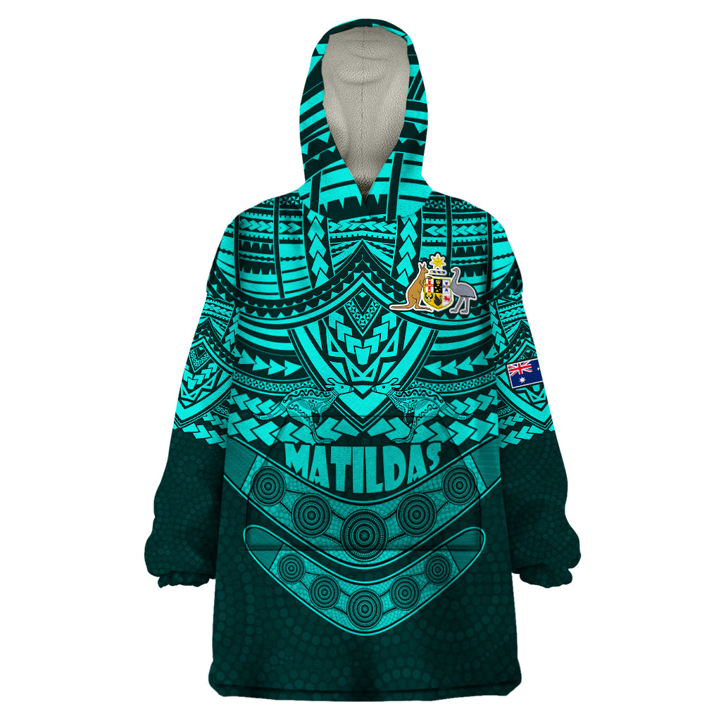 matildas-soccer-wearable-blanket-hoodie-polynesian-and-aboriginal-turquoise-vibe