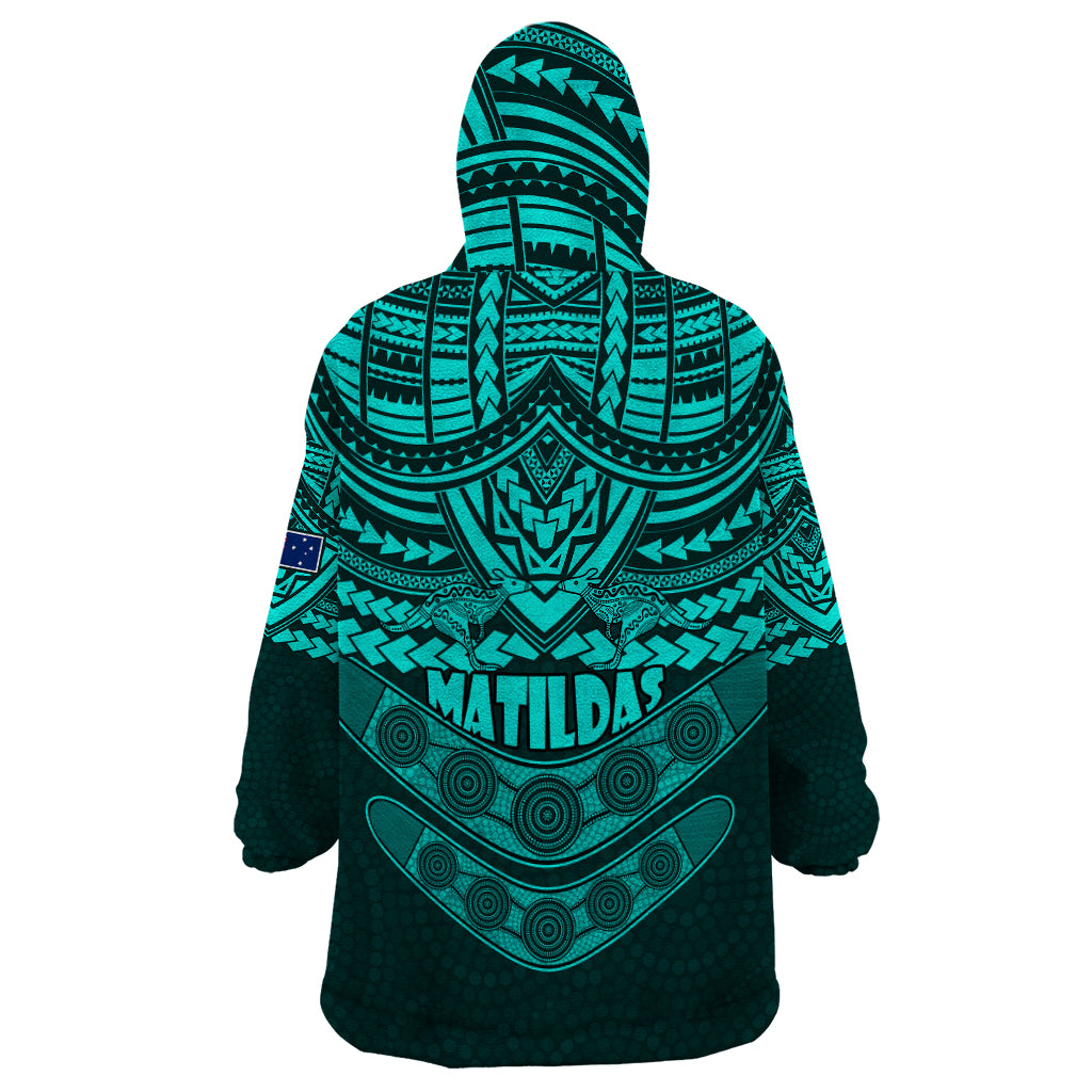 matildas-soccer-wearable-blanket-hoodie-polynesian-and-aboriginal-turquoise-vibe