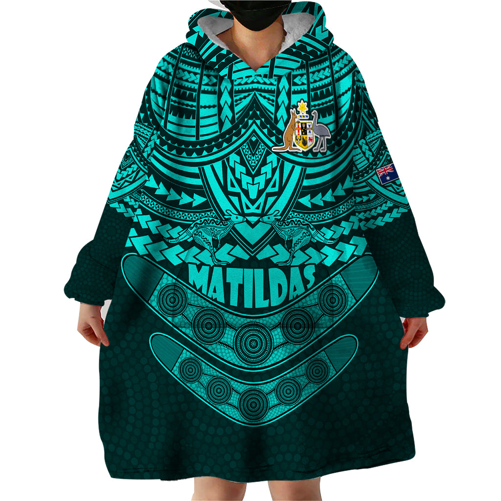 matildas-soccer-wearable-blanket-hoodie-polynesian-and-aboriginal-turquoise-vibe