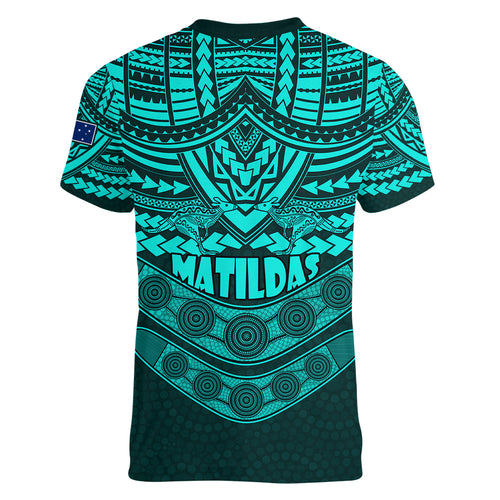 matildas-soccer-women-v-neck-t-shirt-polynesian-and-aboriginal-turquoise-vibe