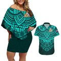 custom-matildas-soccer-couples-matching-off-shoulder-short-dress-and-hawaiian-shirt-polynesian-and-aboriginal-turquoise-vibe