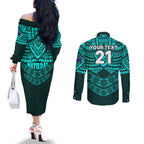 custom-matildas-soccer-couples-matching-off-the-shoulder-long-sleeve-dress-and-long-sleeve-button-shirts-polynesian-and-aboriginal-turquoise-vibe