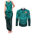 custom-matildas-soccer-couples-matching-tank-maxi-dress-and-long-sleeve-button-shirts-polynesian-and-aboriginal-turquoise-vibe