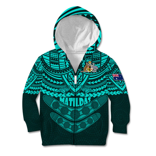 custom-matildas-soccer-kid-hoodie-polynesian-and-aboriginal-turquoise-vibe