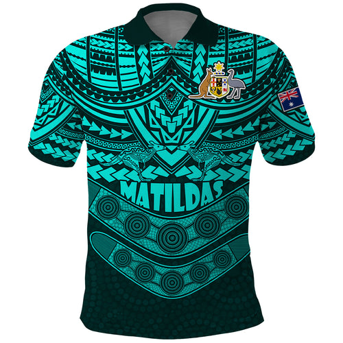 custom-matildas-soccer-polo-shirt-polynesian-and-aboriginal-turquoise-vibe