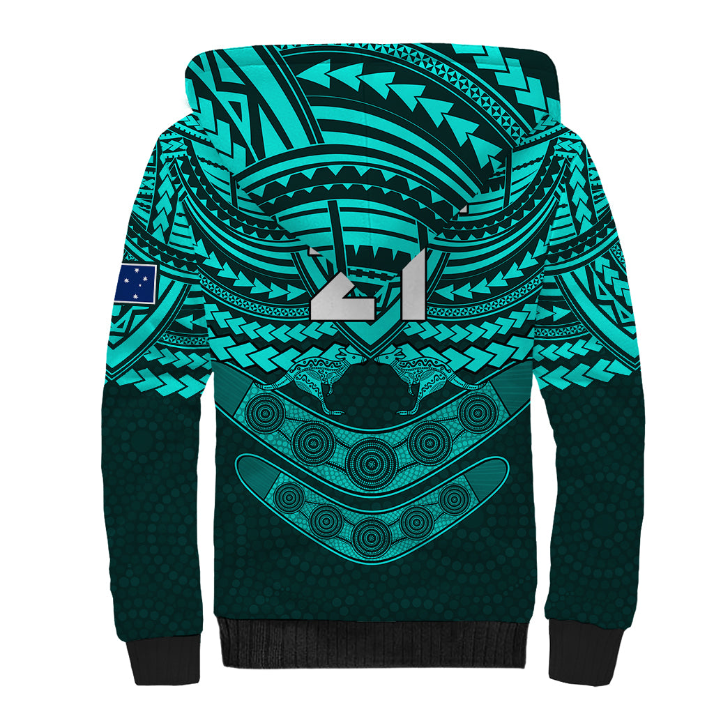 custom-matildas-soccer-sherpa-hoodie-polynesian-and-aboriginal-turquoise-vibe