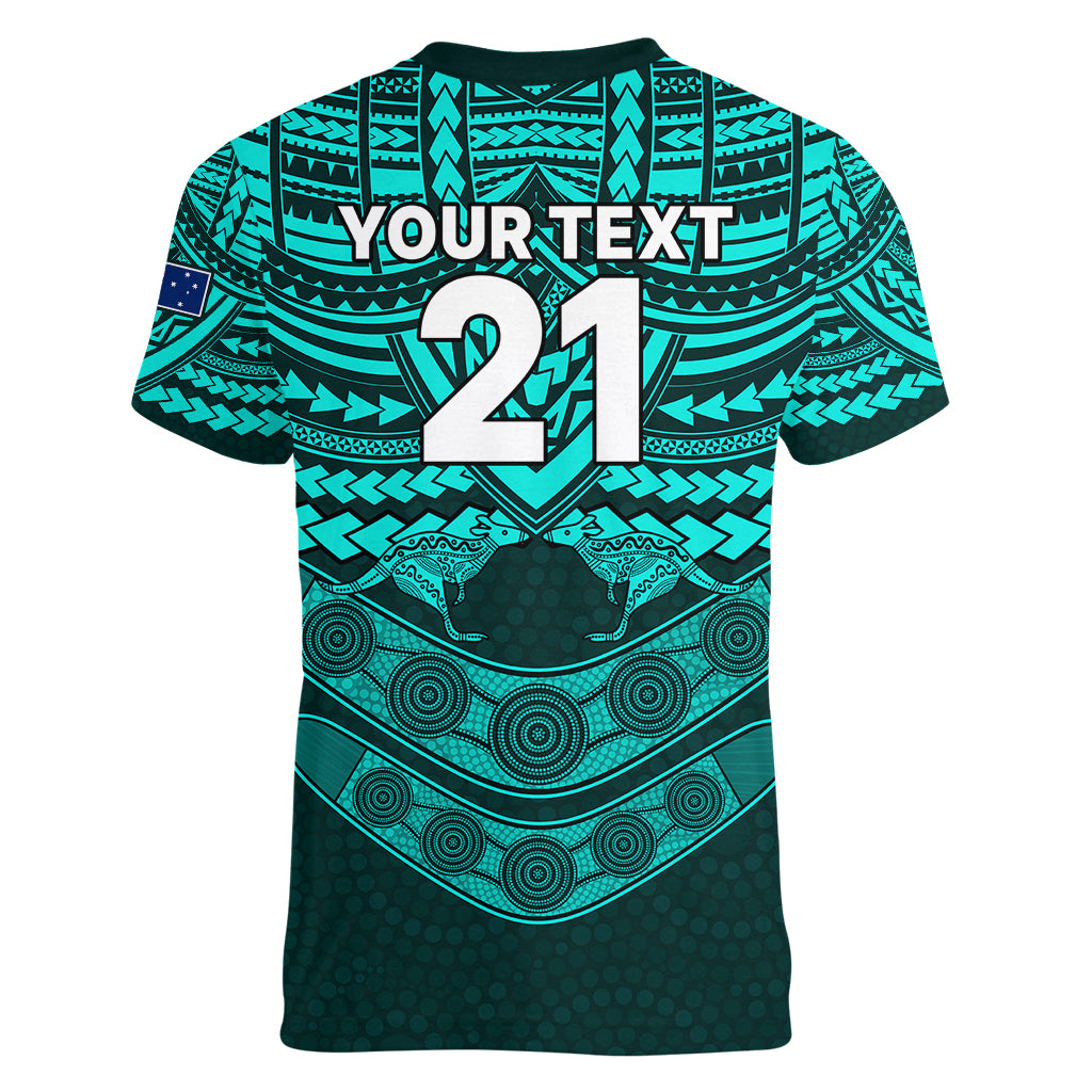 custom-matildas-soccer-women-v-neck-t-shirt-polynesian-and-aboriginal-turquoise-vibe