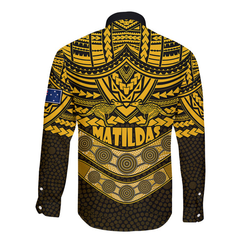 matildas-soccer-long-sleeve-button-shirt-polynesian-and-aboriginal-gold-vibe