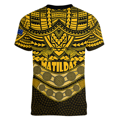 matildas-soccer-women-v-neck-t-shirt-polynesian-and-aboriginal-gold-vibe
