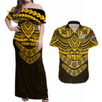custom-matildas-soccer-couples-matching-off-shoulder-maxi-dress-and-hawaiian-shirt-polynesian-and-aboriginal-gold-vibe
