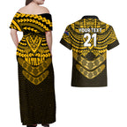 custom-matildas-soccer-couples-matching-off-shoulder-maxi-dress-and-hawaiian-shirt-polynesian-and-aboriginal-gold-vibe