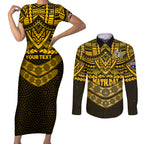 custom-matildas-soccer-couples-matching-short-sleeve-bodycon-dress-and-long-sleeve-button-shirts-polynesian-and-aboriginal-gold-vibe