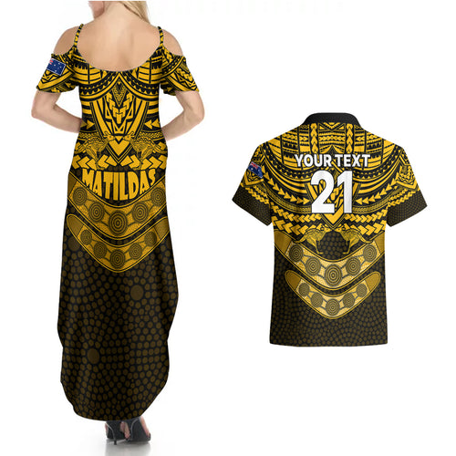 custom-matildas-soccer-couples-matching-summer-maxi-dress-and-hawaiian-shirt-polynesian-and-aboriginal-gold-vibe