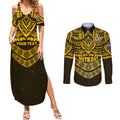custom-matildas-soccer-couples-matching-summer-maxi-dress-and-long-sleeve-button-shirts-polynesian-and-aboriginal-gold-vibe