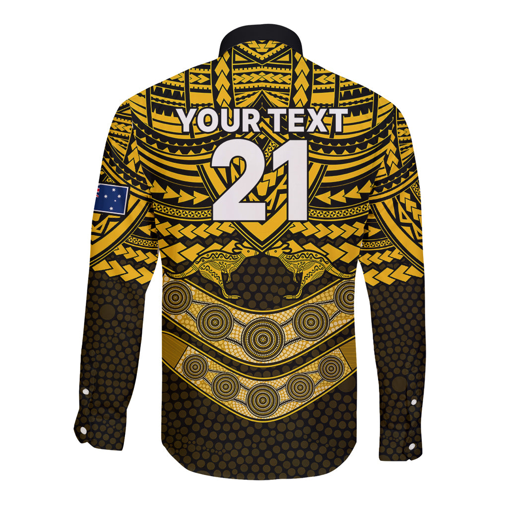 custom-matildas-soccer-long-sleeve-button-shirt-polynesian-and-aboriginal-gold-vibe