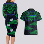 warriors-rugby-couples-matching-long-sleeve-bodycon-dress-and-hawaiian-shirt-aotearoa-fern-polynesian-pattern