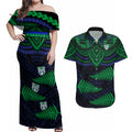 warriors-rugby-couples-matching-off-shoulder-maxi-dress-and-hawaiian-shirt-aotearoa-fern-polynesian-pattern