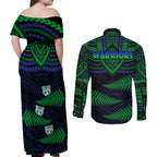 warriors-rugby-couples-matching-off-shoulder-maxi-dress-and-long-sleeve-button-shirts-aotearoa-fern-polynesian-pattern