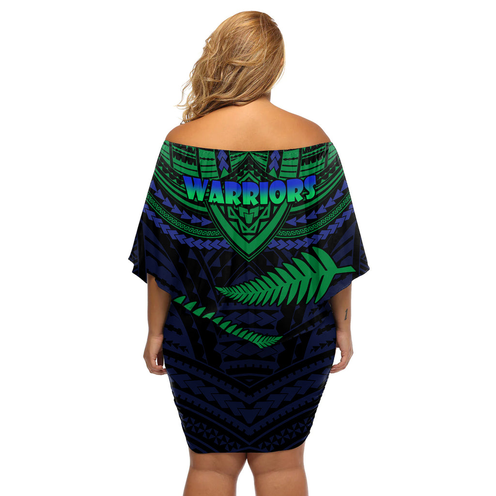 warriors-rugby-off-shoulder-short-dress-aotearoa-fern-polynesian-pattern