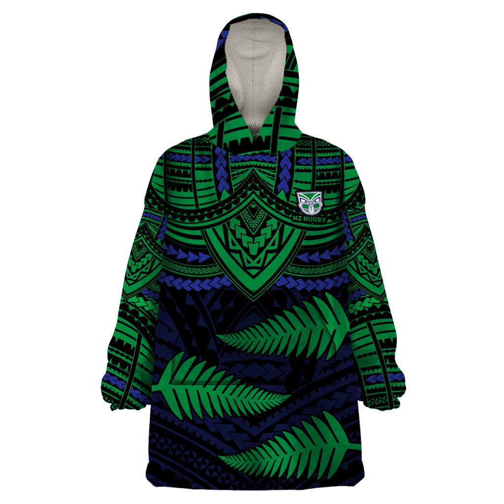 warriors-rugby-wearable-blanket-hoodie-aotearoa-fern-polynesian-pattern