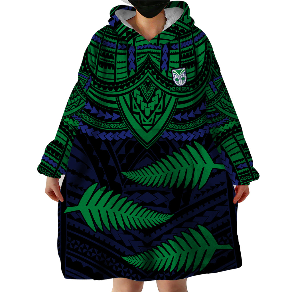 warriors-rugby-wearable-blanket-hoodie-aotearoa-fern-polynesian-pattern