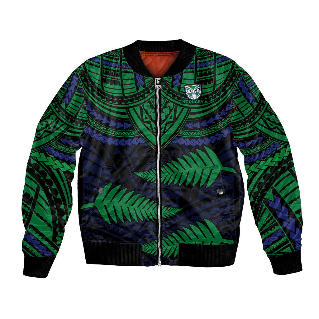 custom-warriors-rugby-bomber-jacket-aotearoa-fern-polynesian-pattern