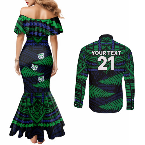 custom-warriors-rugby-couples-matching-mermaid-dress-and-long-sleeve-button-shirts-aotearoa-fern-polynesian-pattern