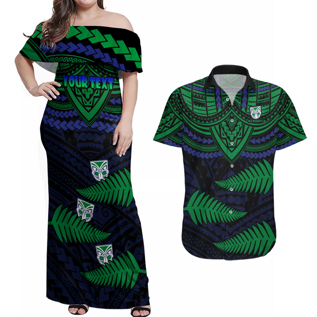 custom-warriors-rugby-couples-matching-off-shoulder-maxi-dress-and-hawaiian-shirt-aotearoa-fern-polynesian-pattern