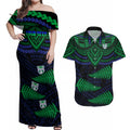 custom-warriors-rugby-couples-matching-off-shoulder-maxi-dress-and-hawaiian-shirt-aotearoa-fern-polynesian-pattern